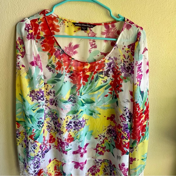 Sienna Rose Floral Bohemian Top/ Swim Cover-up. Green, Purple, Red. Size Small - Picture 4 of 10